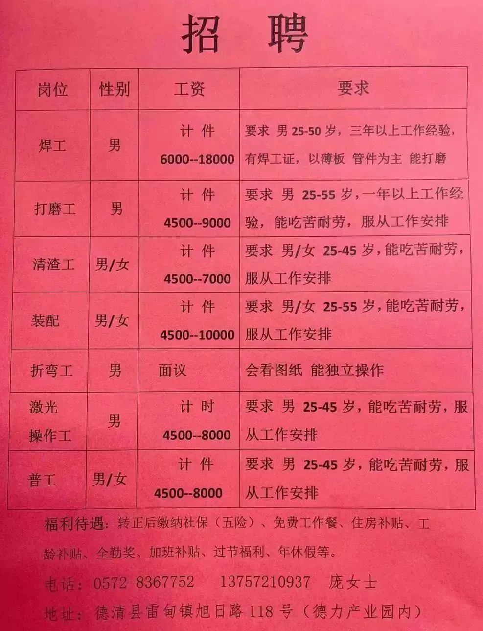 深泽最新招工信息汇总