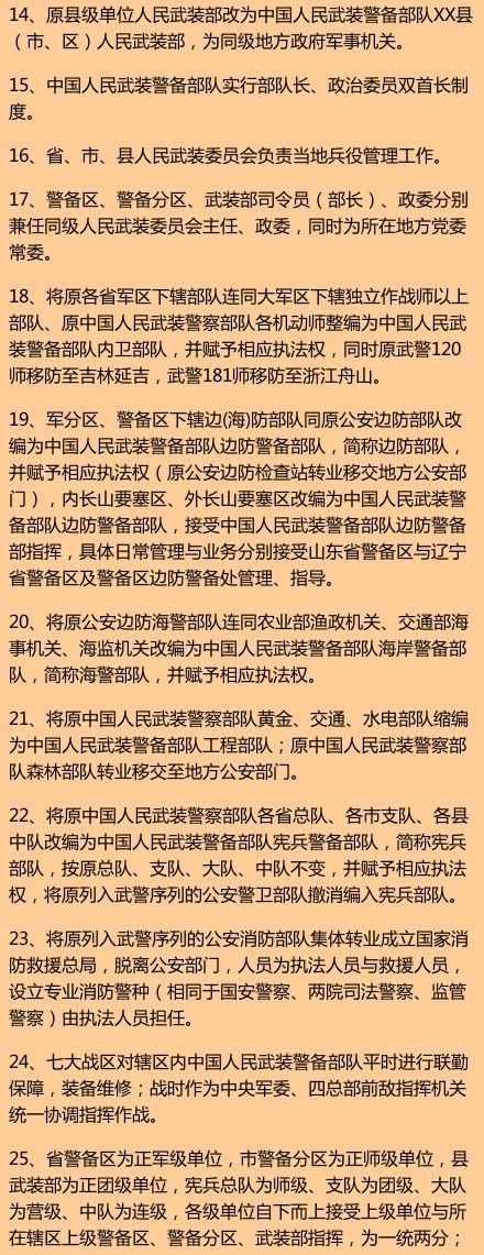 武警编制体制改革最新进展与论述